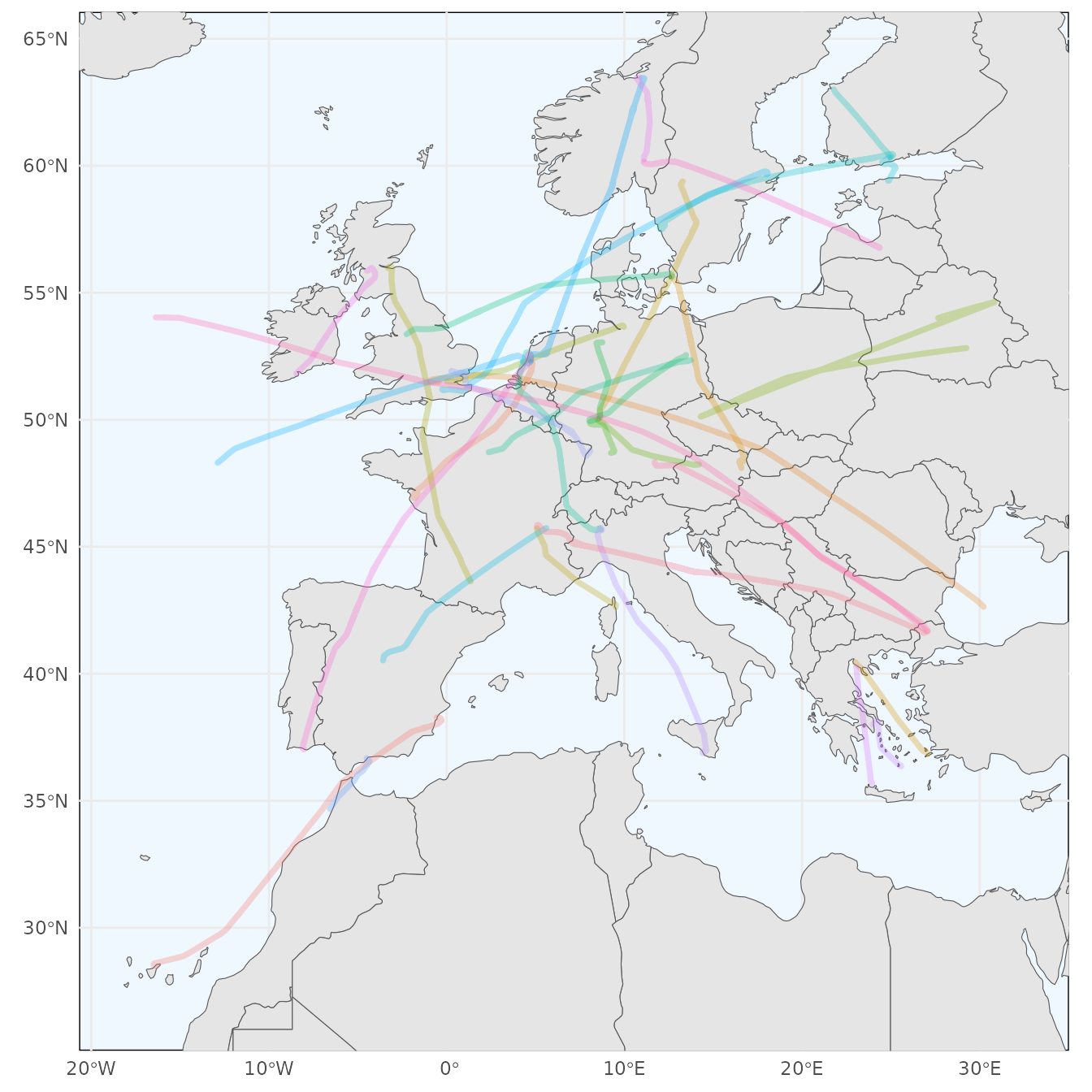 A map of all sample CPR trajectories